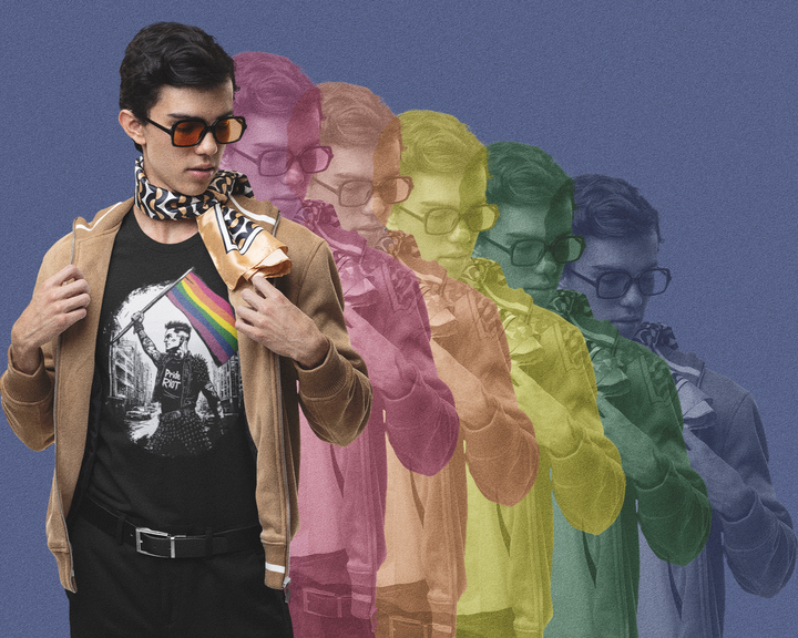 Flagbearer Pride Tee – Unisex LGBTQ+ Shirt | Punk-Inspired, Bella + Canvas 3001 | Celebrate Pride with Pride Riot Apparel
