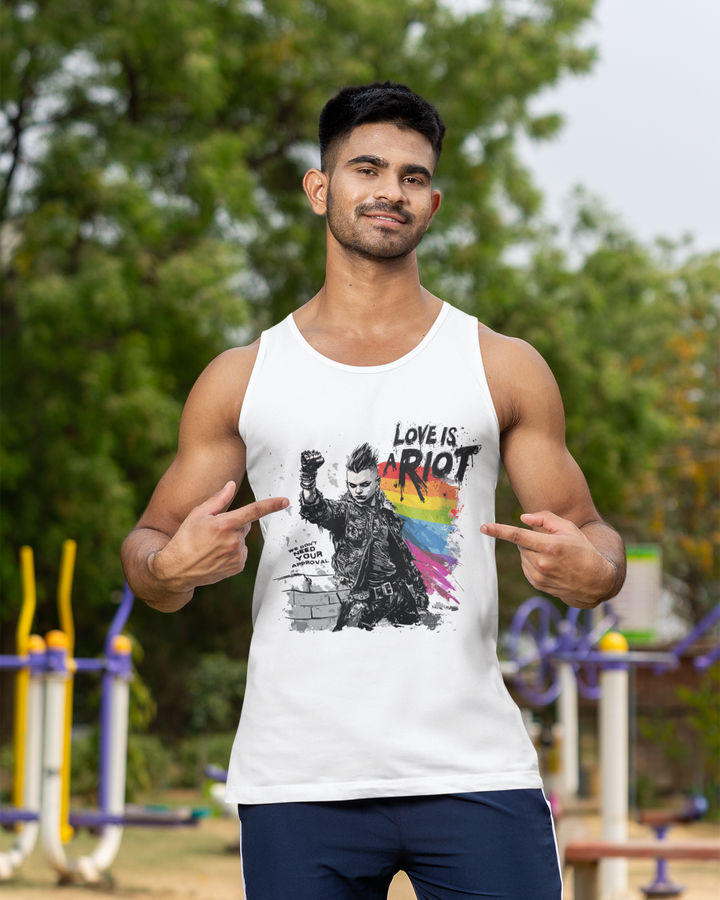Love Is a Riot – Queer Punk Tank Top 2025 Pride (Light Colors Edition, Soft Cotton Fit)