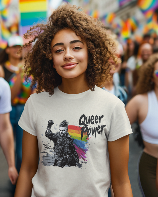 Queer Power Tee – Light (Standard Edition) | LGBTQ+ Pride Shirt, Unisex Fit, Punk Protest Graphic