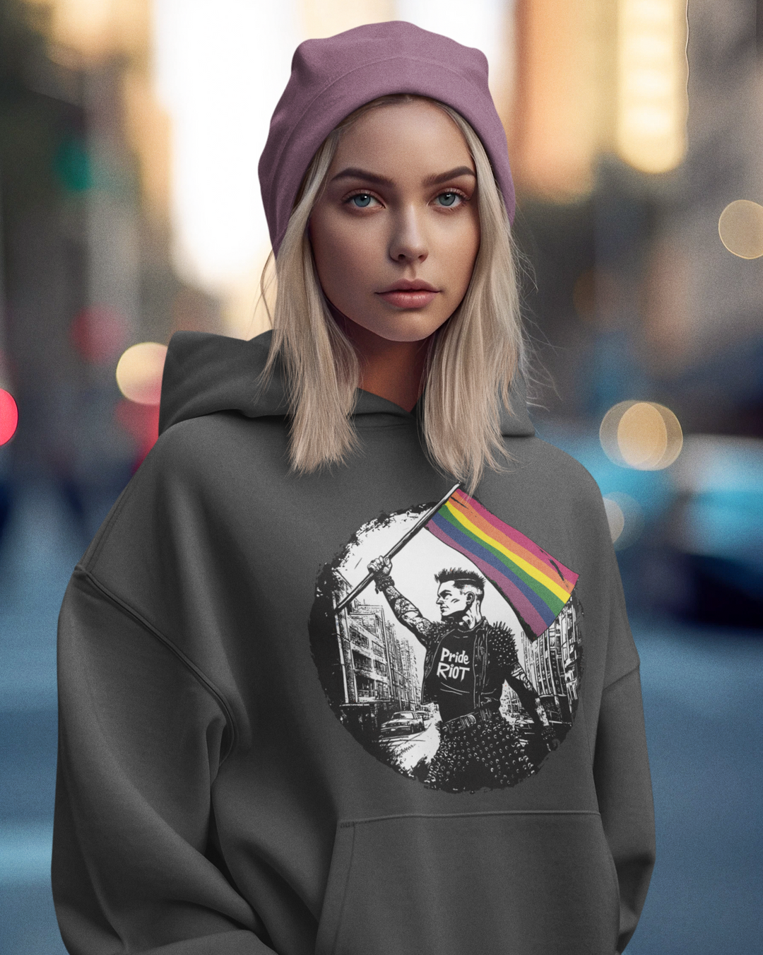 Flagbearer Pride Hoodie – Unisex LGBTQ+ Sweatshirt | Bold & Rebellious, Punk-Inspired | Pride Riot Apparel