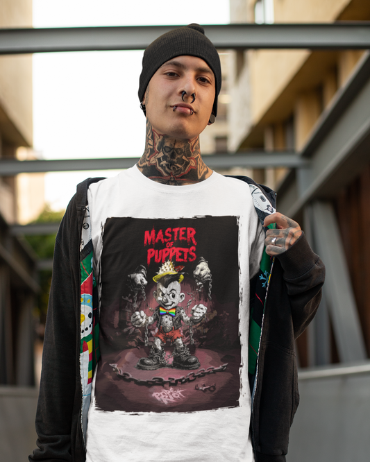Master of Puppets Punk Pinocchio T-Shirt – Queer Punk Rebel Graphic Tee | Anti-Establishment Pride Shirt | Riotwear Streetwear