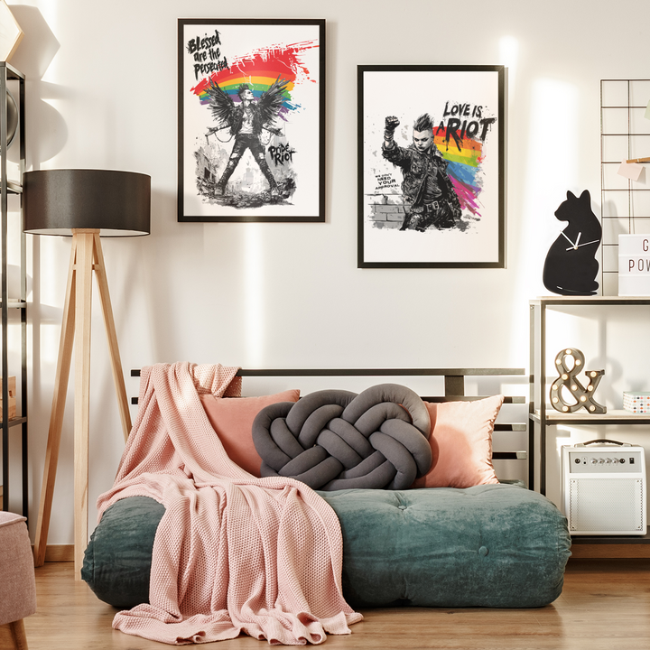 Framed LGBTQ+ Punk Angel Poster – “Blessed Are the Persecuted” Wall Art