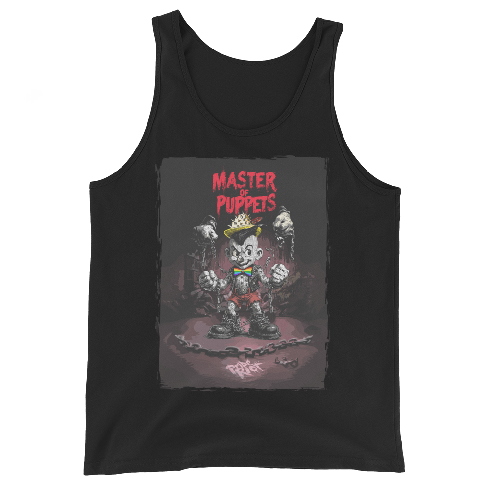Pinocchio: No Master, No Maker tank, black, front