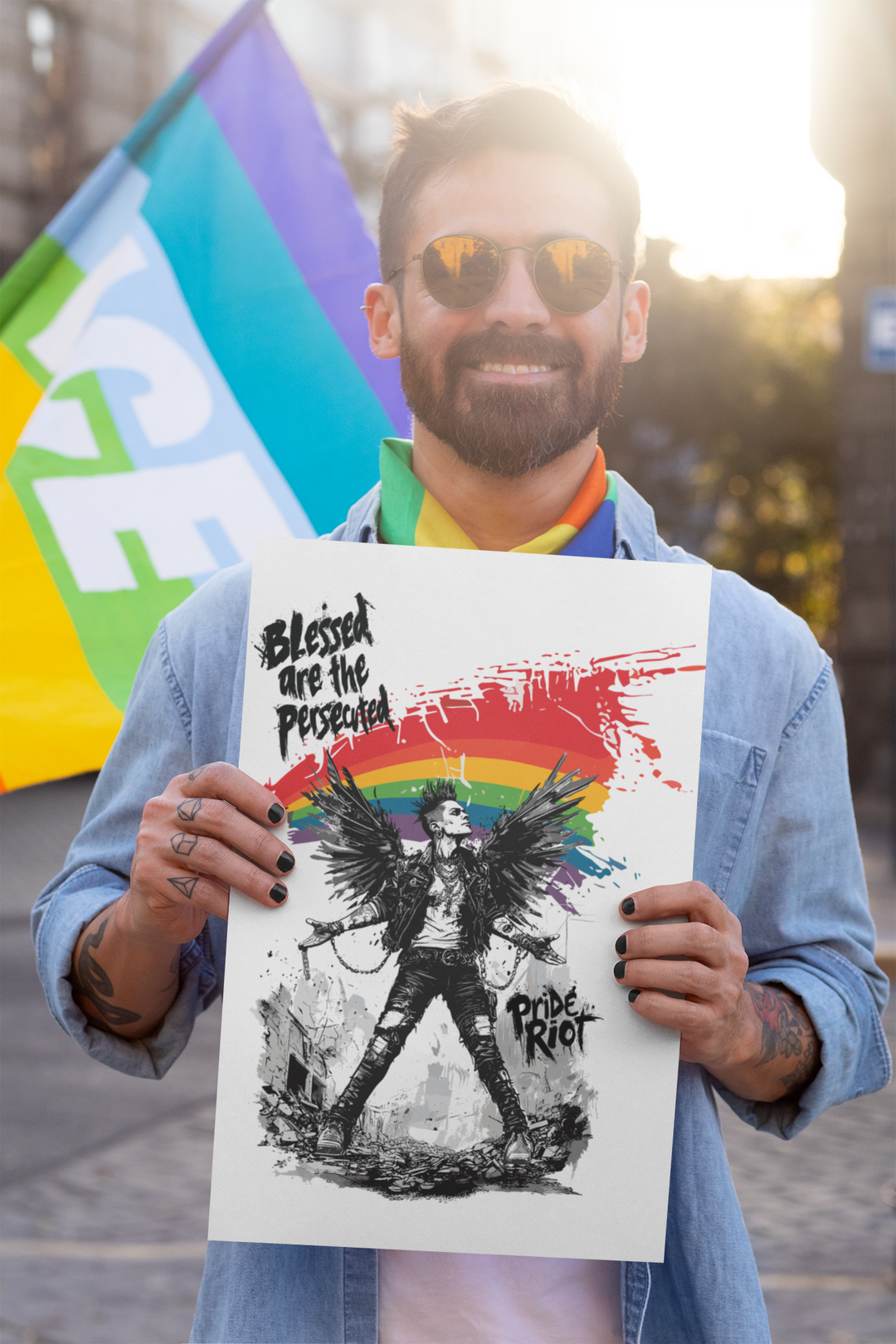 Blessed Are the Persecuted – Queer Punk Angel Poster - LGBTQ+ Wall Art