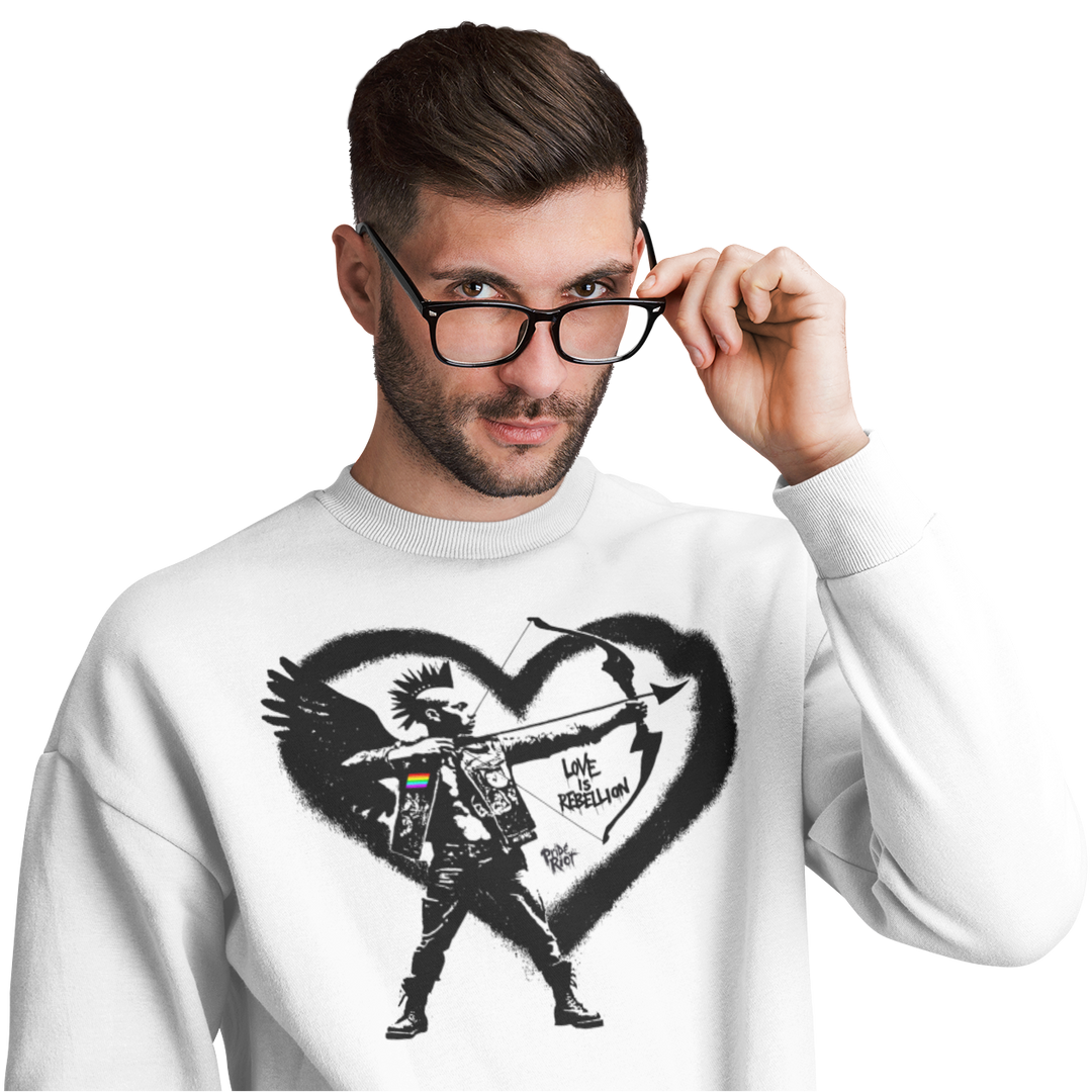 Cupid Love is Rebellion — Sweatshirt — worn, PRIDE RIOT®