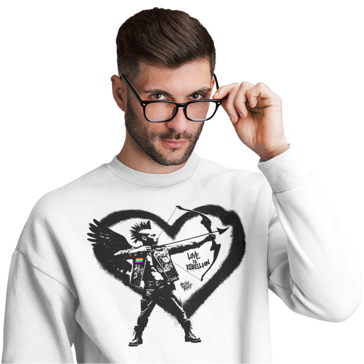 Cupid Love is Rebellion — Sweatshirt — worn, PRIDE RIOT®