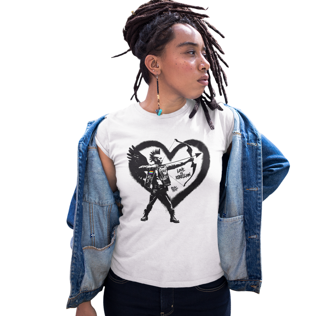 Cupid Love is Rebellion — Tee — worn, PRIDE RIOT®