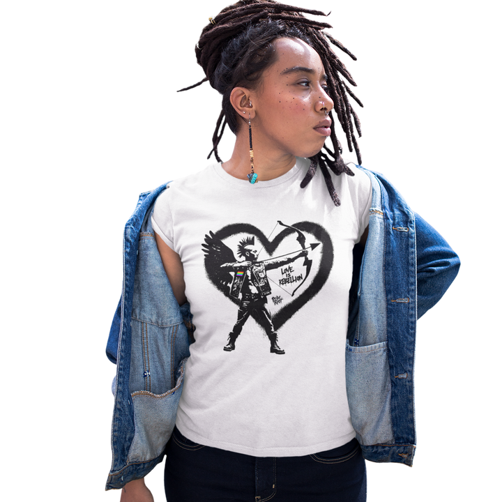 Cupid Love is Rebellion — Tee — worn, PRIDE RIOT®