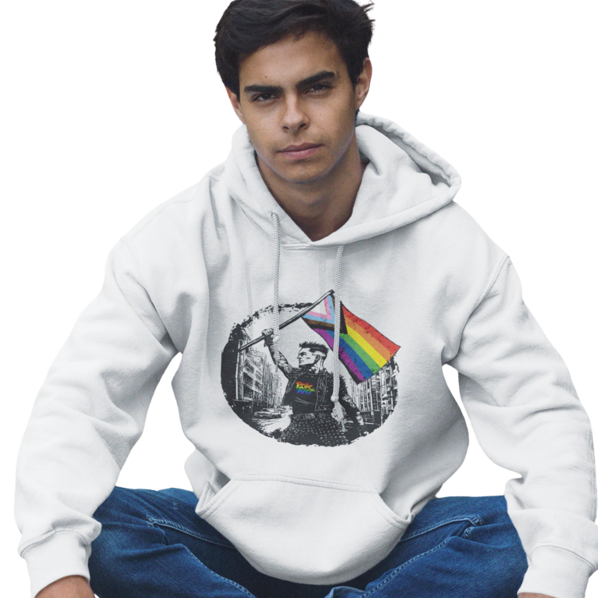 Flagbearer — Hoodie — worn, PRIDE RIOT®