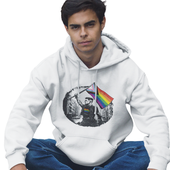Flagbearer — Hoodie — worn, PRIDE RIOT®
