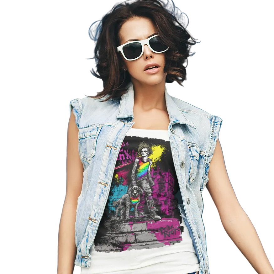 Kindness Is the New Punk tank worn by a model — Pride Riot