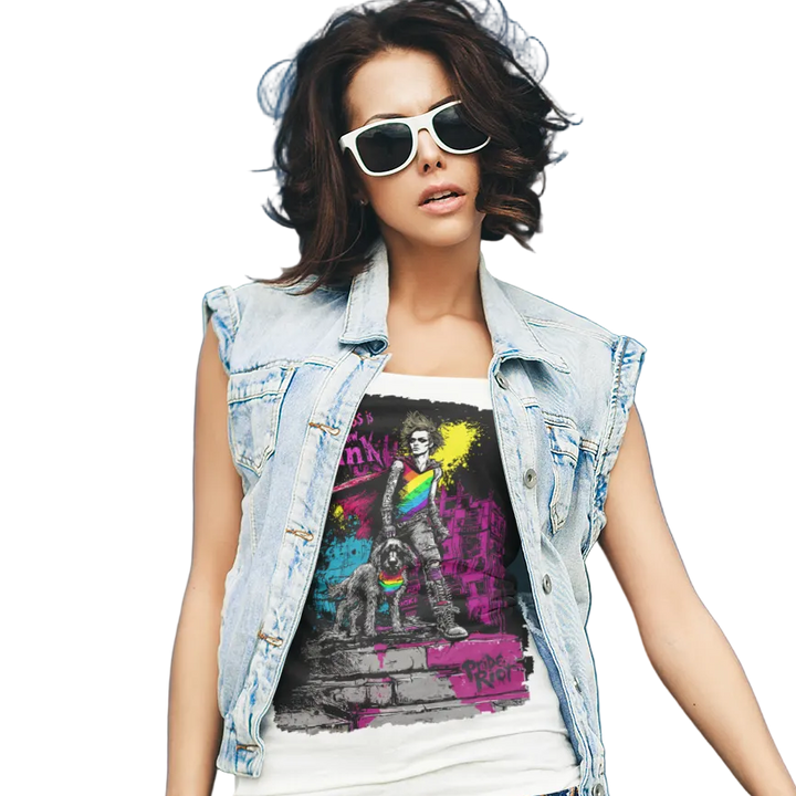 Kindness Is the New Punk tank worn by a model — Pride Riot