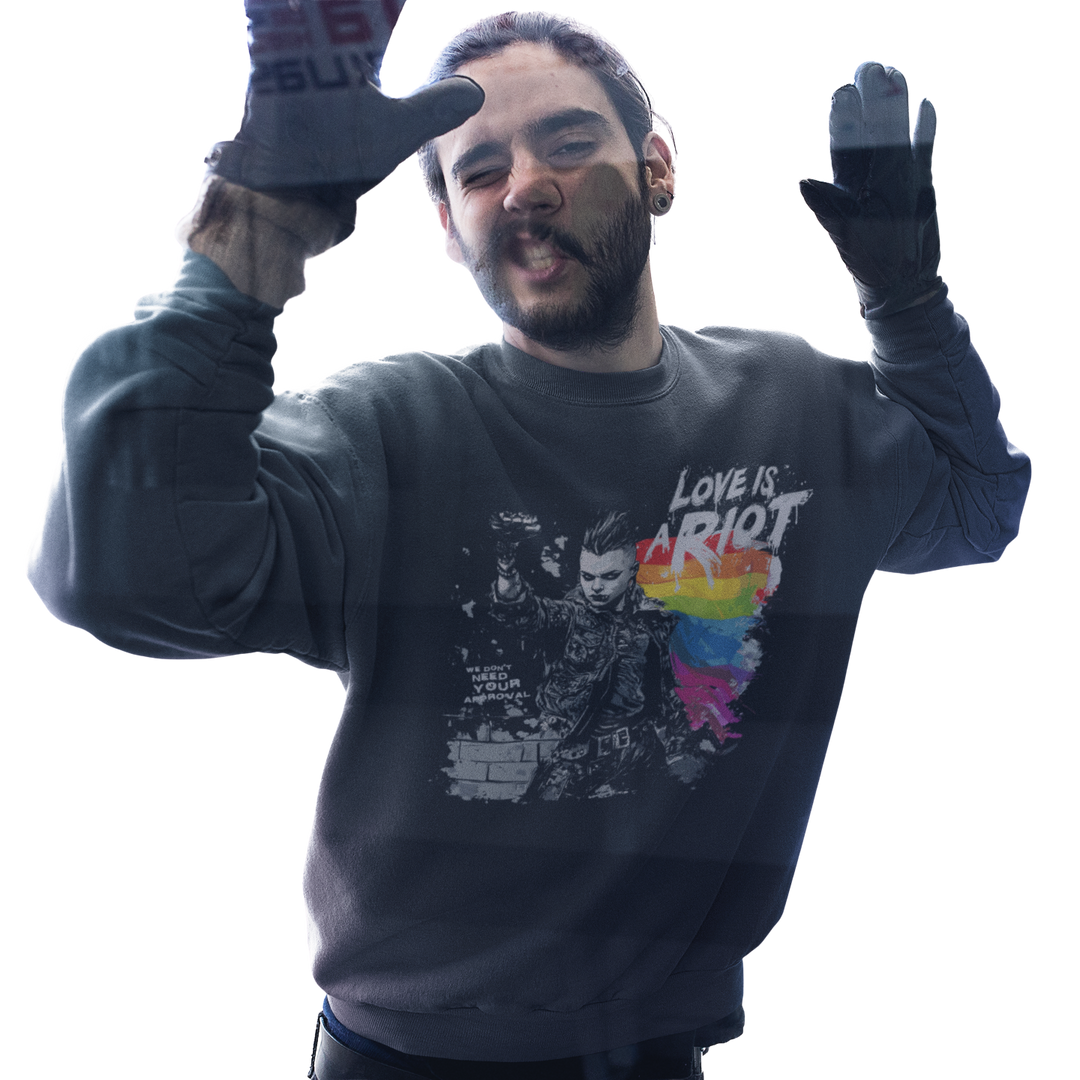 Love is a Riot (Dark) — Sweatshirt — worn, PRIDE RIOT®