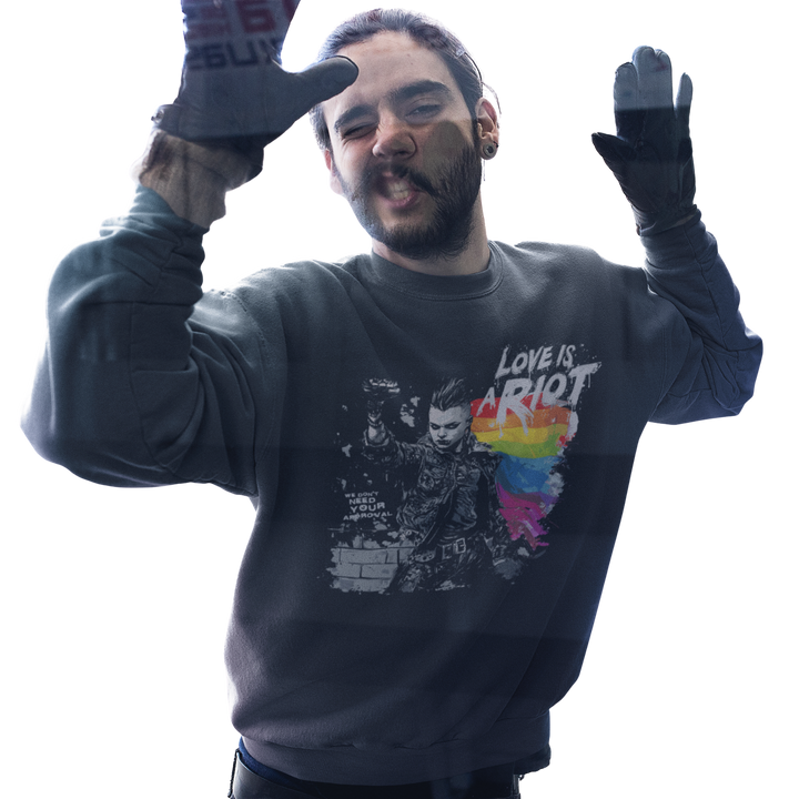 Love is a Riot (Dark) — Sweatshirt — worn, PRIDE RIOT®