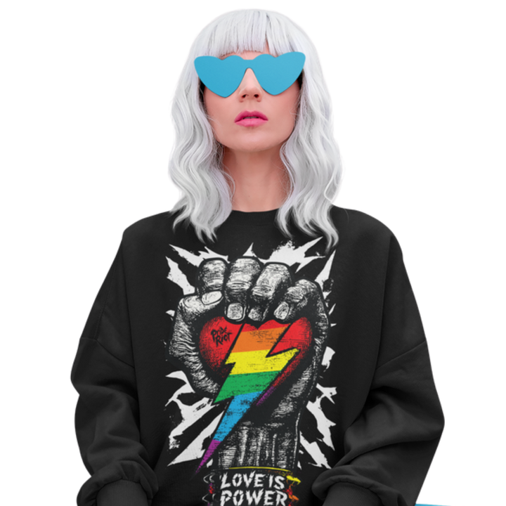 Love is Power (Dark) — Sweatshirt — worn, PRIDE RIOT®