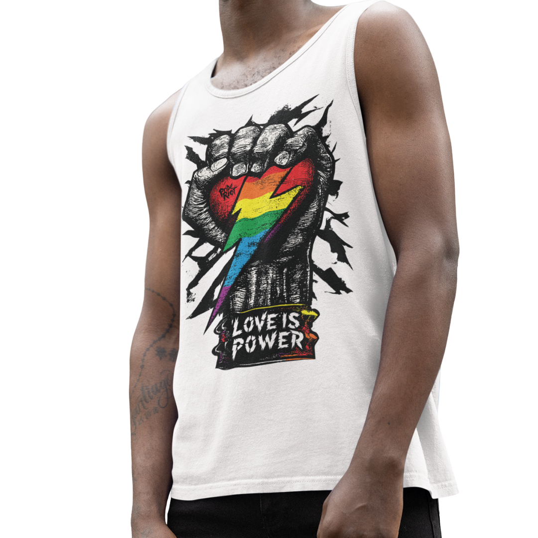 Love is Power — Tank — worn, PRIDE RIOT®