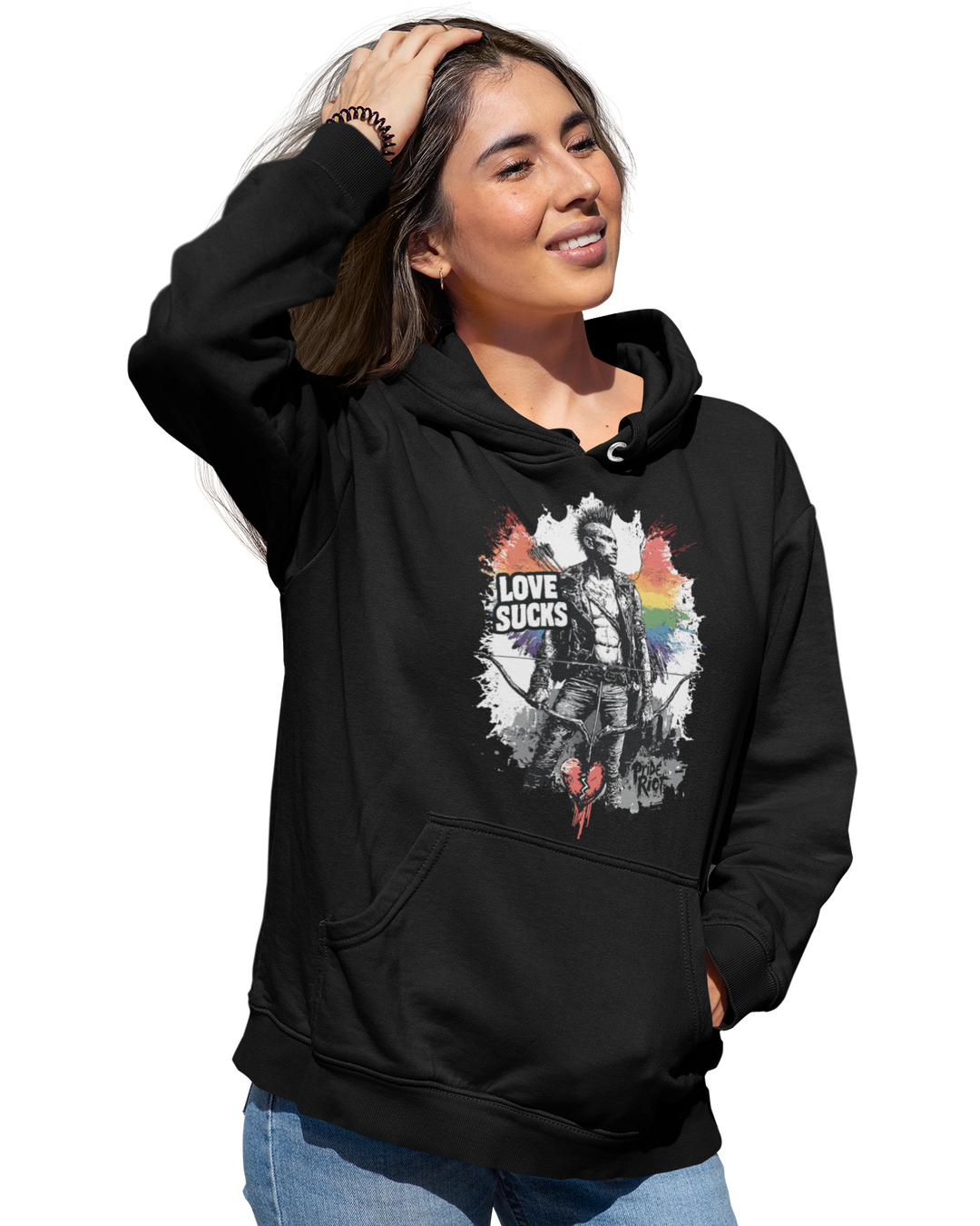 Love Sucks — Hoodie — worn, PRIDE RIOT®