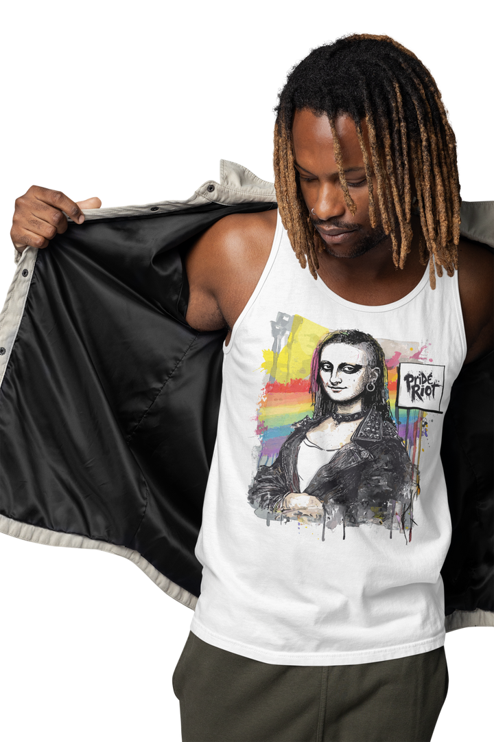 Mona Lisa tank worn by a model — Pride Riot
