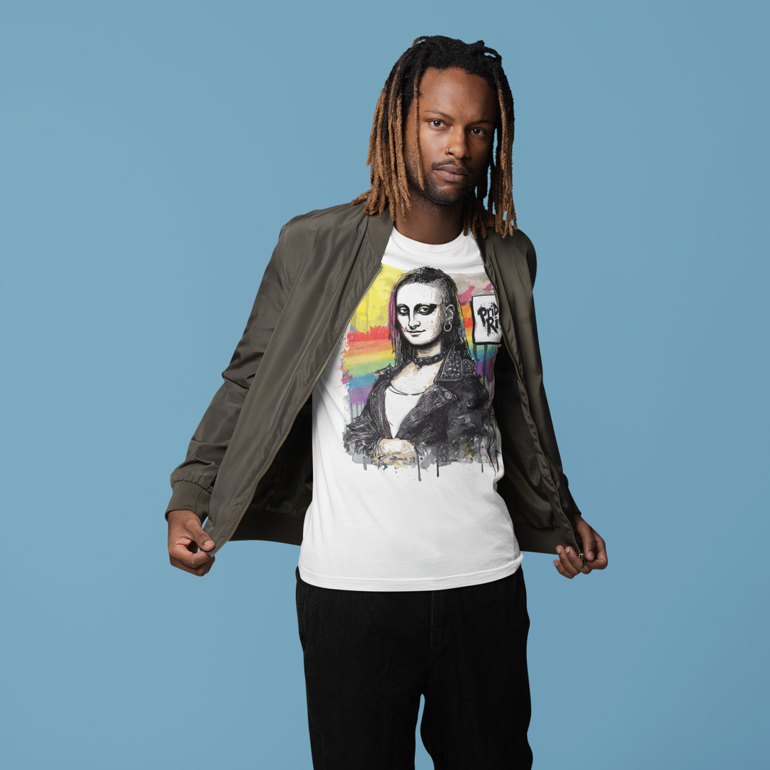 Full-body view of the unisex black t-shirt on a model. Displays the classic retail fit—structured but relaxed—designed to be inclusive for diverse body types and gender expressions.