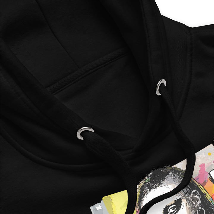 Close-up of the 100% cotton face fabric showing the tight-knit weave and the high-definition print quality of the Mona Lisa graphic. Smooth, sensory-friendly finish.