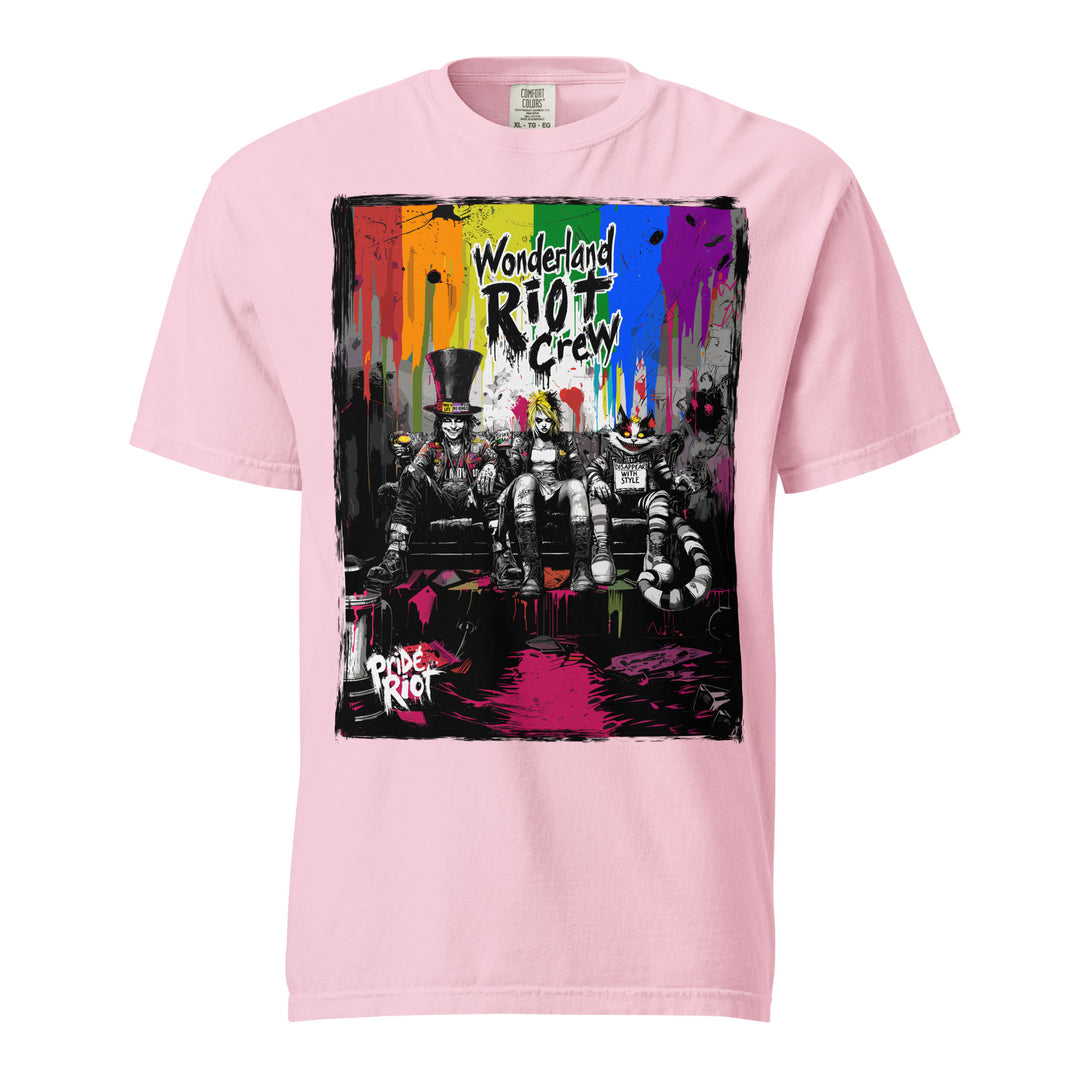 Alice in Anarchy tees showing the available premium color blossom. 