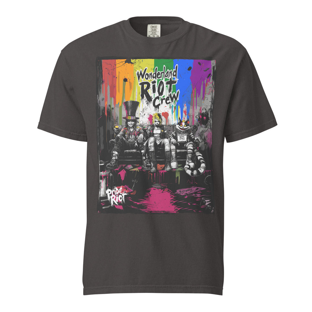 Alice in Anarchy tees showing the available premium color Graphite. 