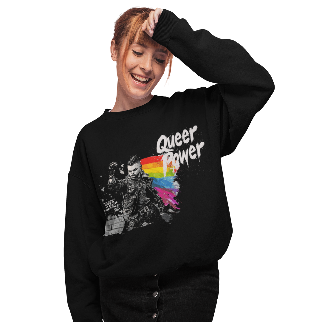 Queer Power (Dark) — Sweatshirt — worn, PRIDE RIOT®