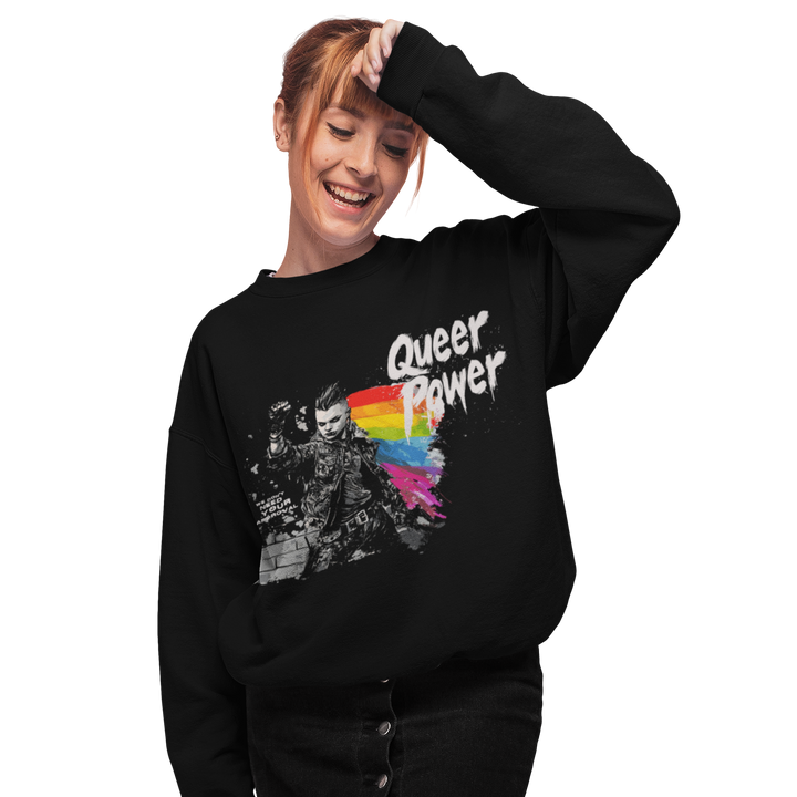 Queer Power (Dark) — Sweatshirt — worn, PRIDE RIOT®