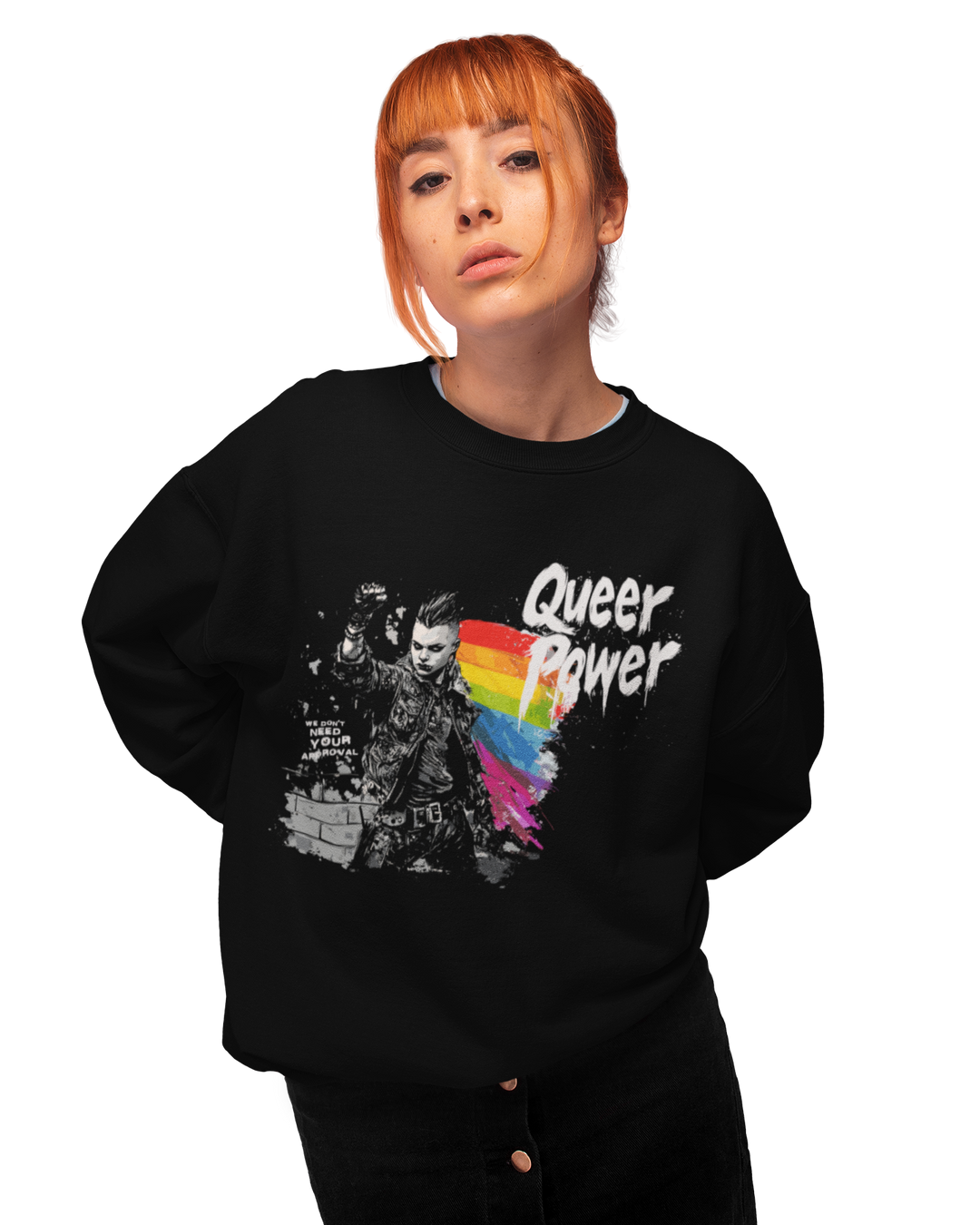 Queer Power (Dark) — Sweatshirt — worn, PRIDE RIOT® (2)