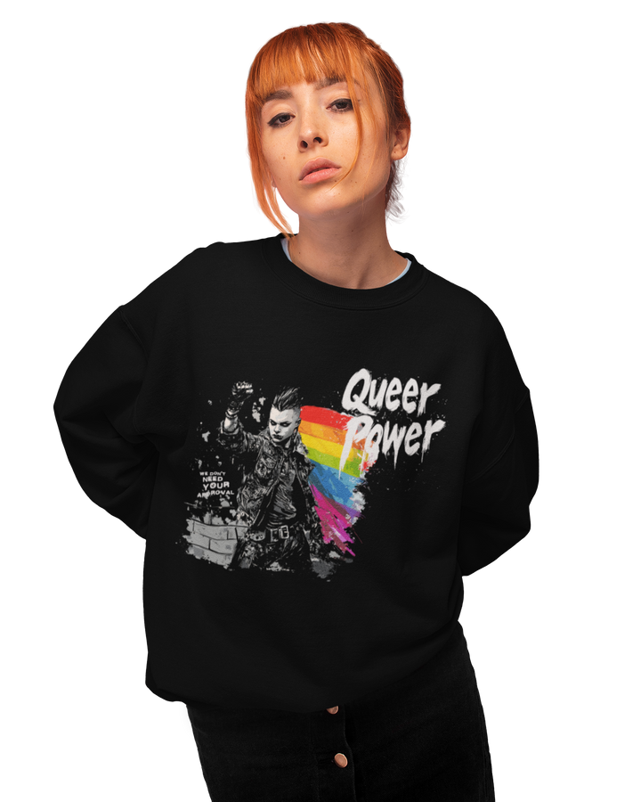 Queer Power (Dark) — Sweatshirt — worn, PRIDE RIOT® (2)
