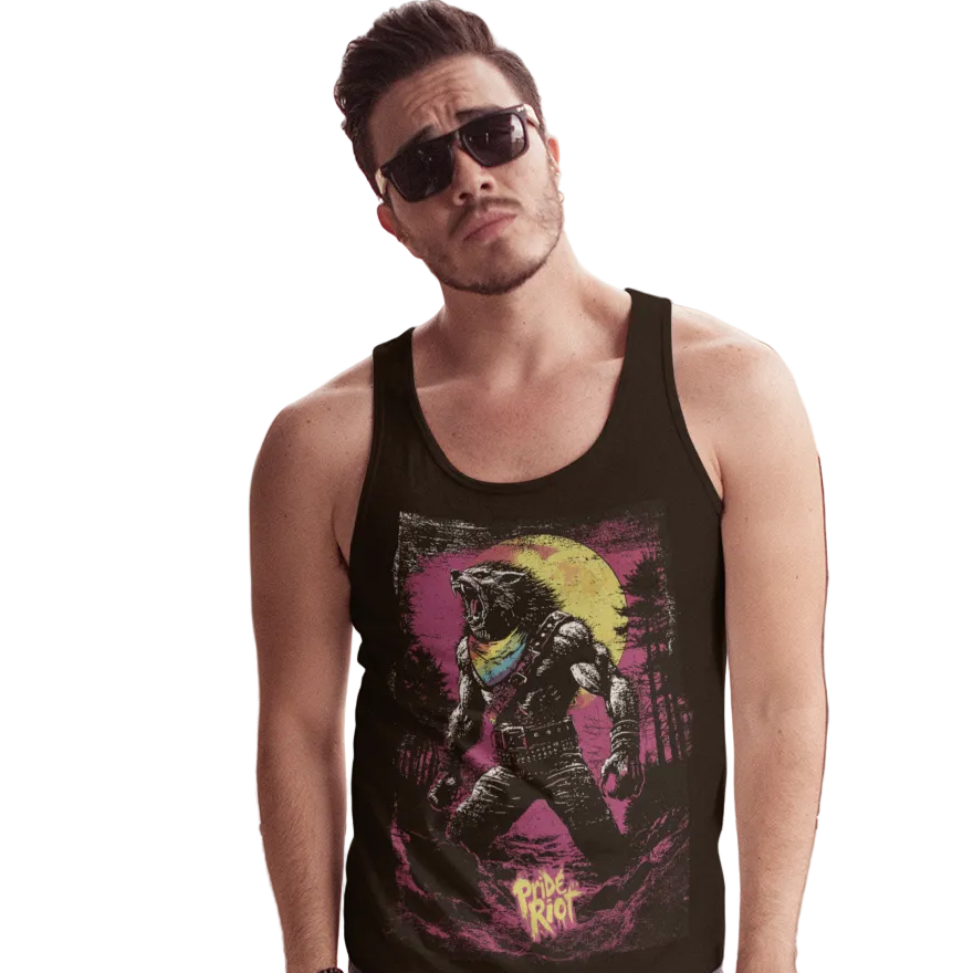 Werewolf tank worn by a model — Pride Riot