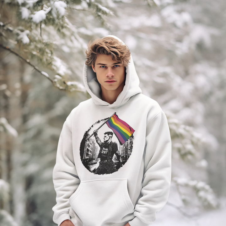 Flagbearer Pride Hoodie – Unisex LGBTQ+ Sweatshirt | Bold & Rebellious, Punk-Inspired | Pride Riot Apparel