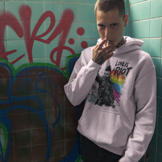 Love Is a Riot Hoodie | LGBTQ+ Pride 2025 Graphic Hoodie | Queer Punk Streetwear | Light Version | Pride Riot Official