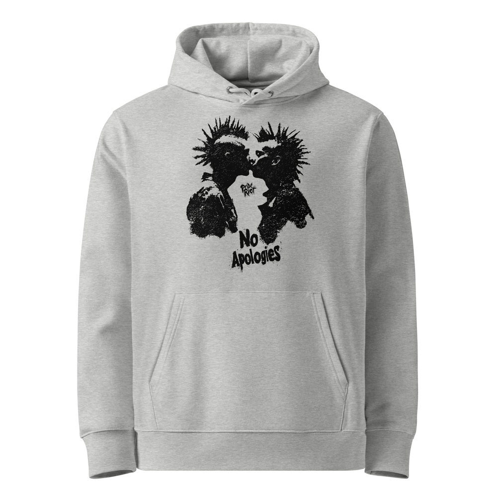Heather Grey Punk Rock Kiss pride graphic hoodie in front view – Pride Riot