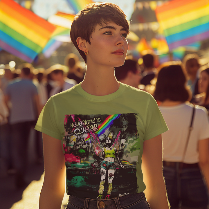 Neverland Is Queer Tinker Bell Shirt – LGBTQ+ Punk Fairy Graphic Tee | Pride Riot Unisex Cotton T-Shirt