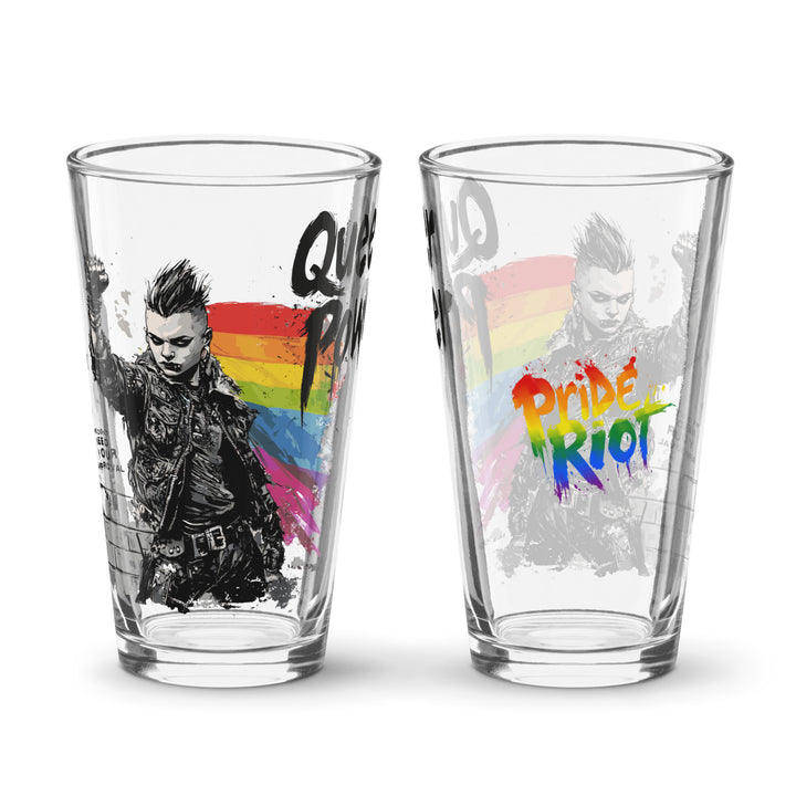 Queer Power Pint Glass – LGBTQ+ Pride Shaker Glass (16 oz) – Punk Rock Inclusive Drinkware – Genderqueer Gift – Bar Glass – Eco-Friendly POD
