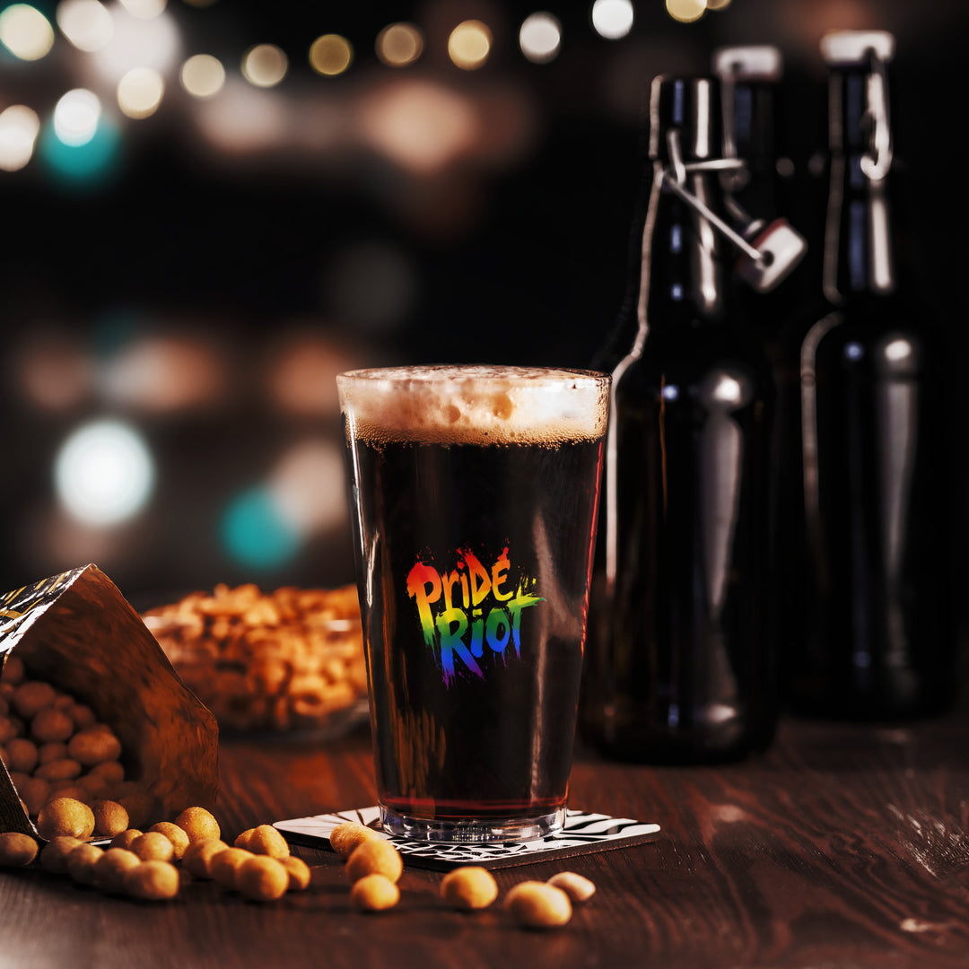 Queer Power Pint Glass – LGBTQ+ Pride Shaker Glass (16 oz) – Punk Rock Inclusive Drinkware – Genderqueer Gift – Bar Glass – Eco-Friendly POD