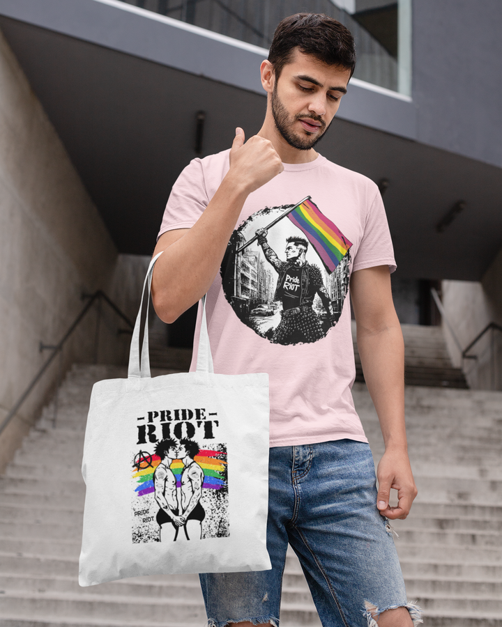 Pride Riot Tote – Queer Rebels Kissing Punk Streetwear Bag