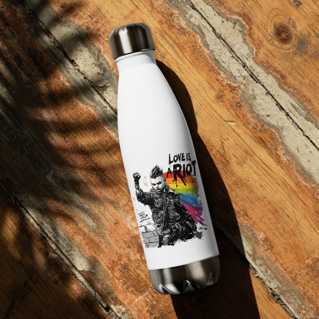 Love Is a Riot Stainless Steel Water Bottle – “The Riot Was Just the Beginning” | LGBTQ+ Insulated Flask