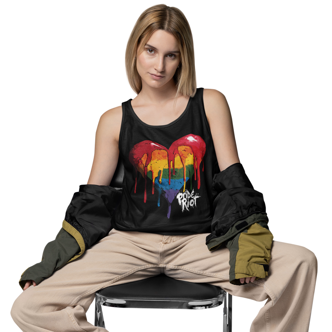 Bleeding Heart (Dark) — Tank — worn, PRIDE RIOT®