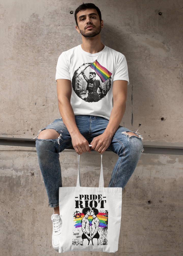 Pride Riot Tote – Queer Rebels Kissing Punk Streetwear Bag