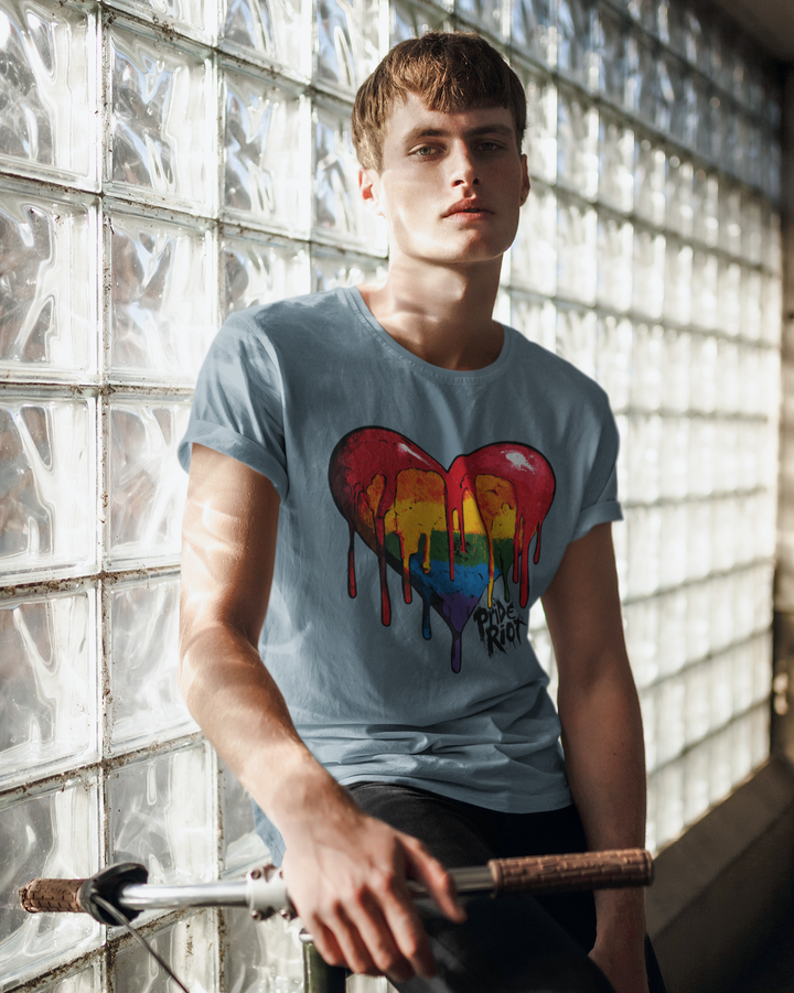 Bleeding Heart Pride Tee – Light Edition – LGBTQ+ Dripping Rainbow Heart Shirt | Unisex Fit