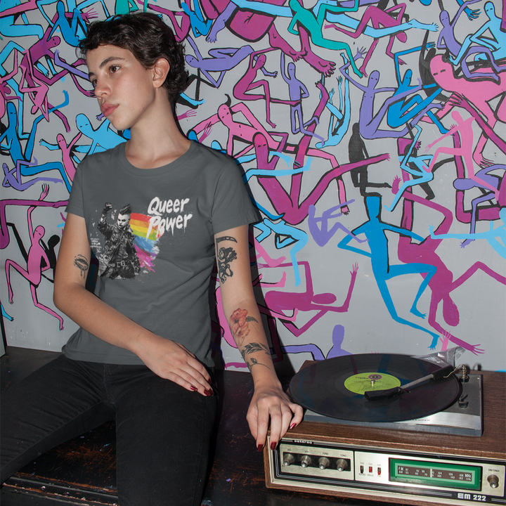 QUEER POWER TEE – DARK (STANDARD EDITION) | LGBTQ+ Pride Shirt, Unisex Fit, Punk Protest Graphic