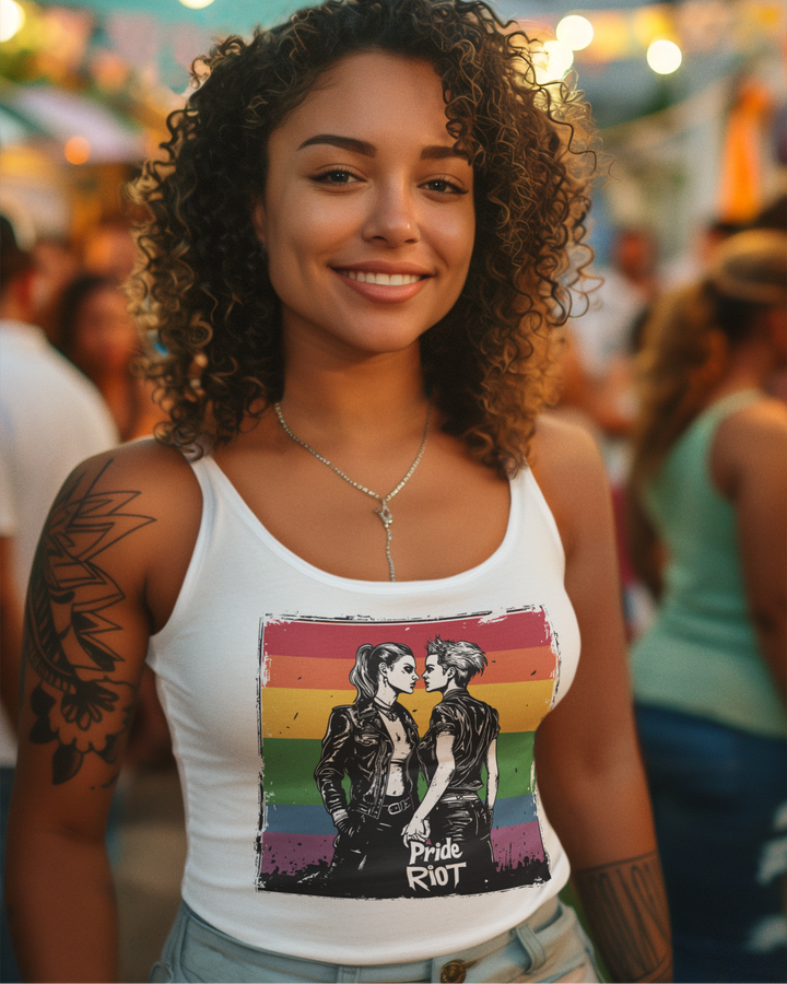 Rebel Lovers Tank – Queer Romance Punk Art – LGBTQ+ Pride Sleeveless Streetwear
