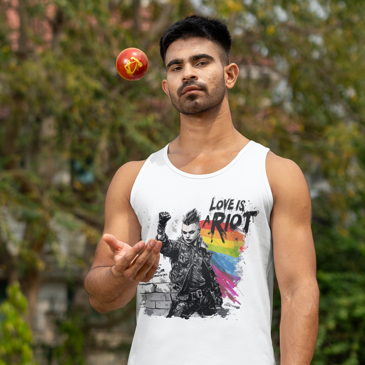 Love Is a Riot – Queer Punk Tank Top 2025 Pride (Light Colors Edition, Soft Cotton Fit)