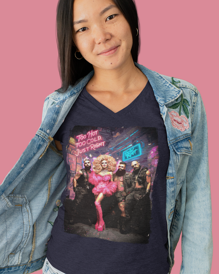 Goldie Locks V-Neck T-Shirt – Queer Drag Unisex Tee | Pride Riot Clothing