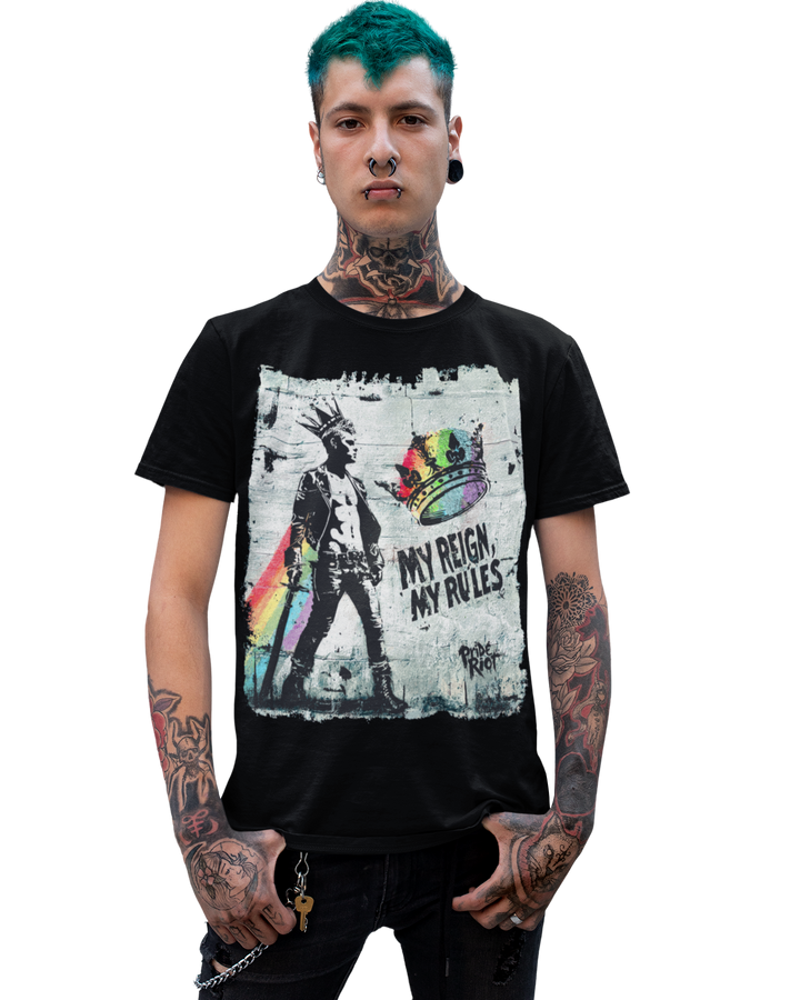 Punk Prince: My Reign, My Rules (Dark) — Tee — worn, PRIDE RIOT®