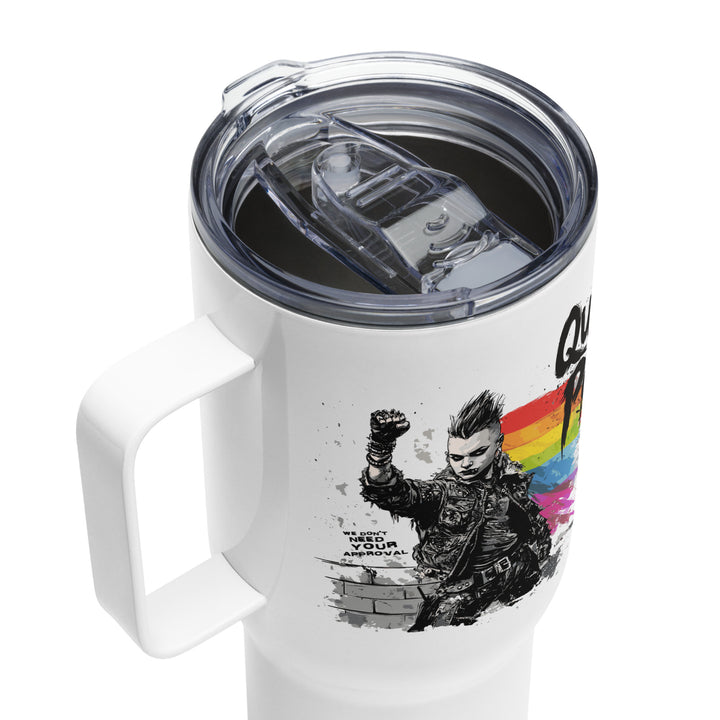 Queer Power Travel Mug – “We Don’t Need Your Approval” | LGBTQ+ Pride Stainless Steel Tumbler