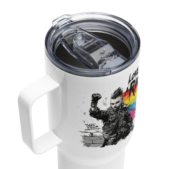 Love Is a Riot Travel Mug – “The Riot Was Just the Beginning.” – LGBTQ+ Stainless Steel Pride Tumbler | Queer Rebellion On-the-Go