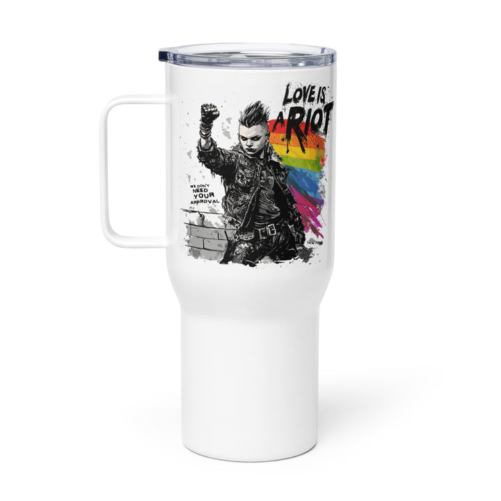 Love Is a Riot Travel Mug – “The Riot Was Just the Beginning.” – LGBTQ+ Stainless Steel Pride Tumbler | Queer Rebellion On-the-Go